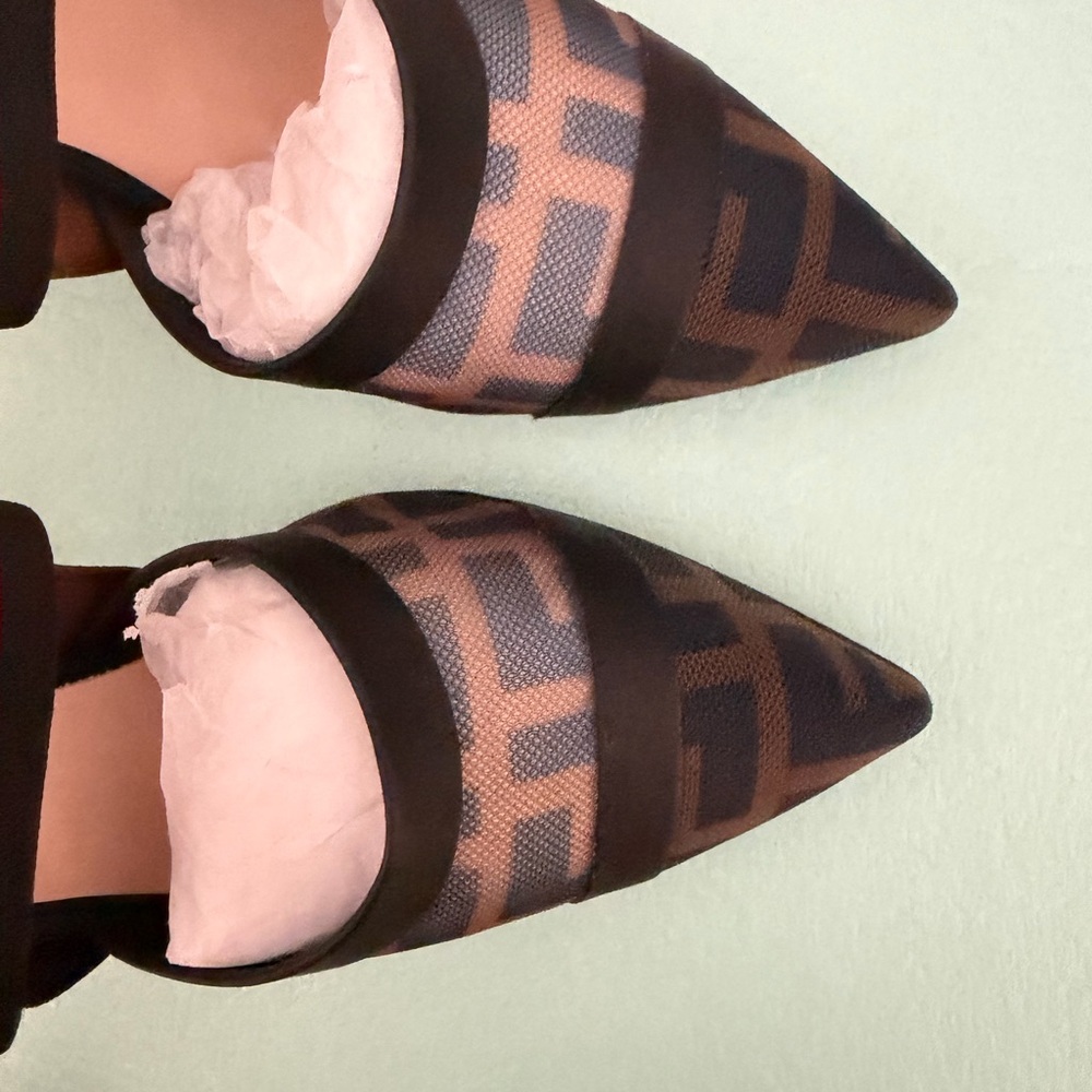 Fendi Black and Brown Patterned Heels - Picture 9 of 11